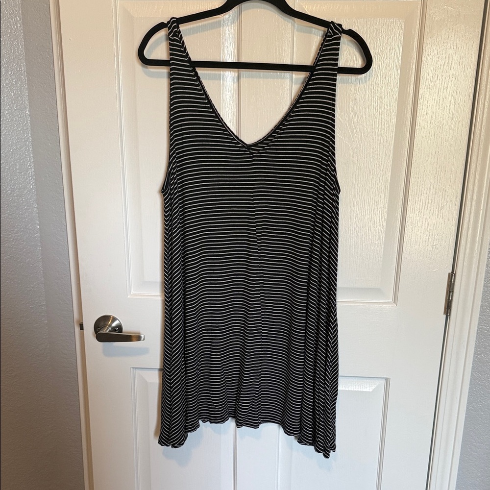 Maurices Black and White Striped V-Neck Swim Coverup